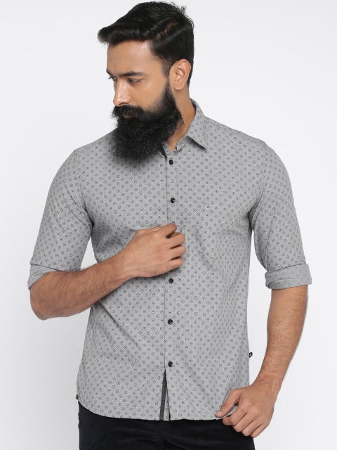 

Parx Men Grey Slim Fit Printed Casual Shirt