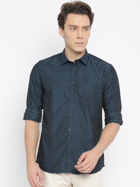 

Parx Men Blue Slim Fit Self Design Casual Shirt