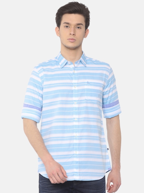 

Parx Men Blue & White Slim Fit Striped Casual Shirt