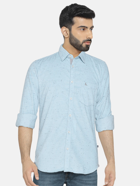 

Parx Men Blue Slim Fit Self Design Casual Shirt