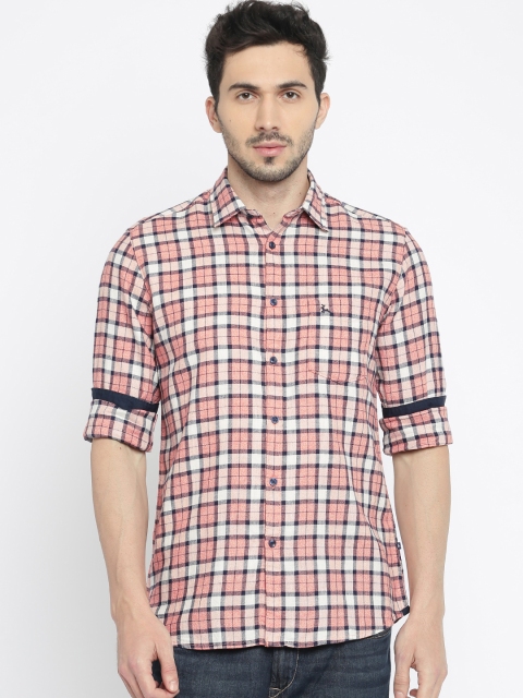 

Parx Men Red & White Slim Fit Checked Casual Shirt