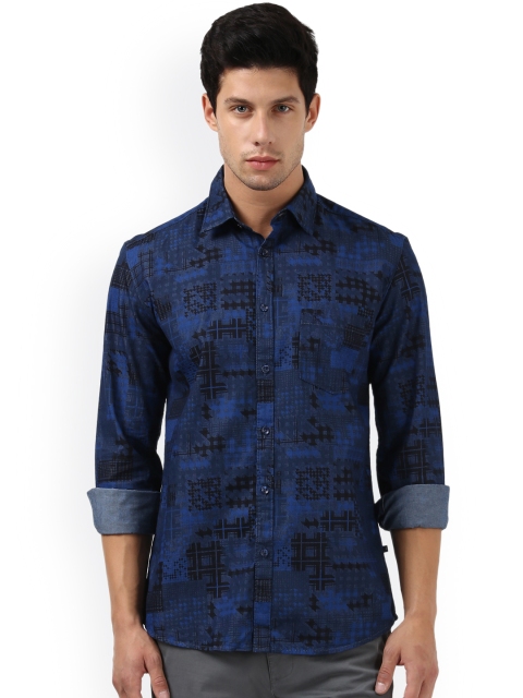 

Parx Men Blue Slim Fit Printed Casual Shirt
