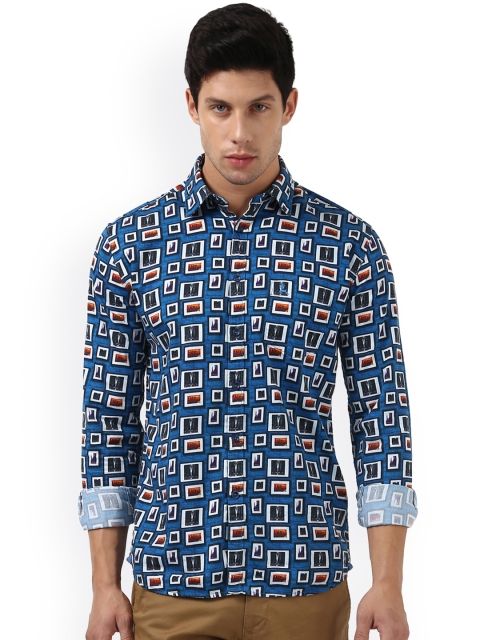 

Parx Men Blue Slim Fit Printed Casual Shirt