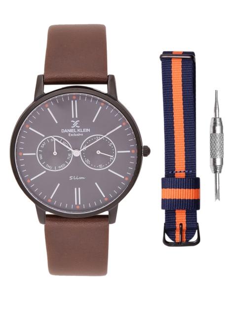 

Daniel Klein Exclusive Slim Men Gunmetal-Toned Multifunction Watch DK11312-6, Metallic