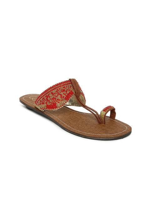

Catwalk Women Red & Gold-Toned Solid One Toe Flats