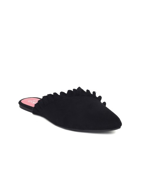 

Catwalk Women Black Solid Mules with Ruffle Detail