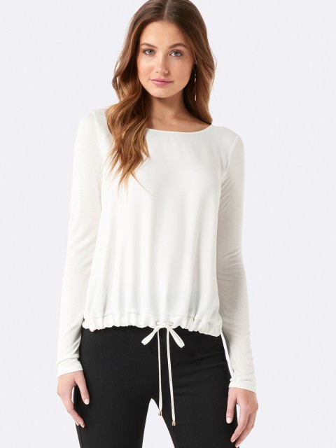 

Forever New Women White Solid Cinched Waist Top