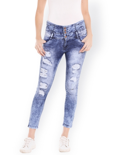 

fungus Women Blue Slim Fit High-Rise Mildly Distressed Stretchable Jeans