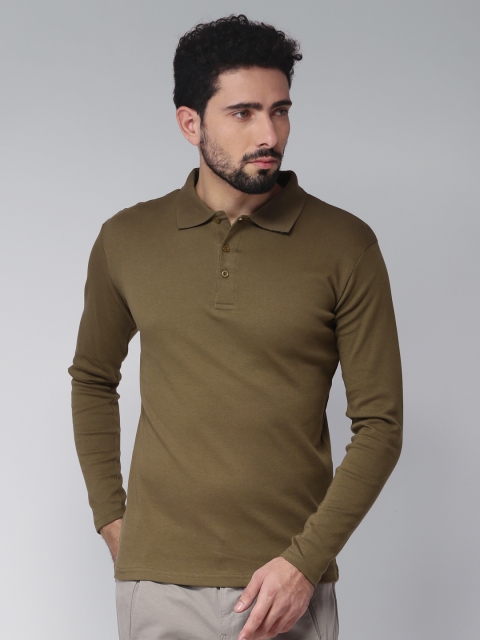 

Blue Saint Men Olive Green Solid Polo Collar T-shirt