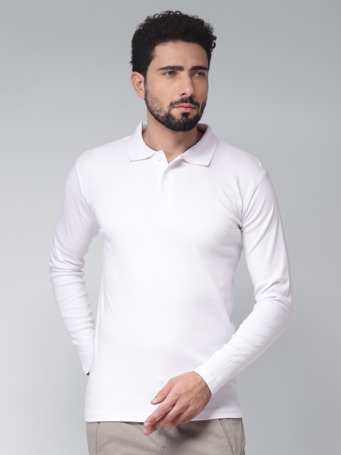 

Blue Saint Men White Solid Polo Collar T-shirt