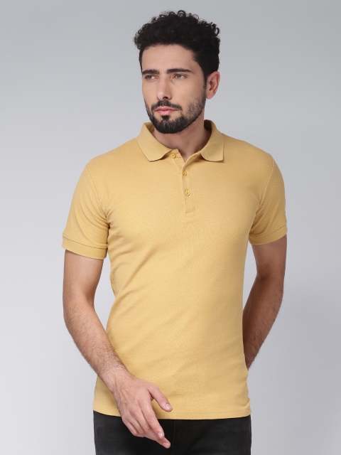 

Blue Saint Men Mustard Solid Polo Collar T-shirt