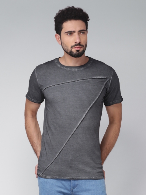 

Blue Saint Men Charcoal Printed Round Neck T-shirt