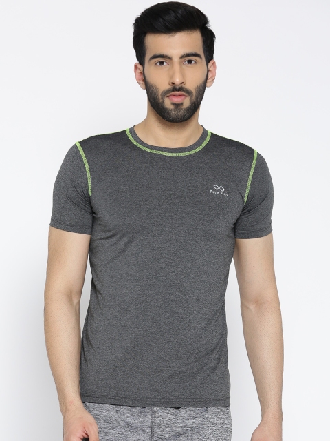 

Pure Play Men Charcoal Grey Solid Round Neck T-shirt
