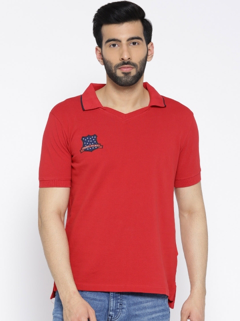 

Pure Play Men Red Solid Polo Collar T-shirt
