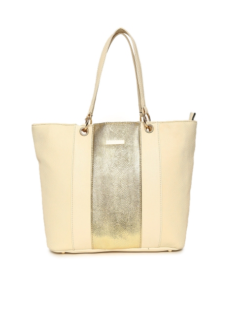 

Addons Cream-Coloured Croc-Textured Shoulder Bag