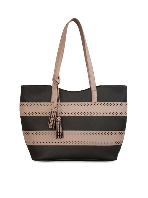 

Toteteca Black & Taupe Striped Shoulder Bag