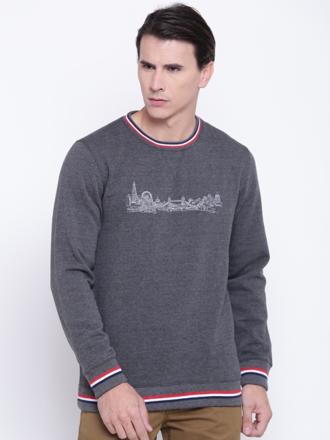 

BYFORD by Pantaloons Men Grey Embroidered Sweatshirt