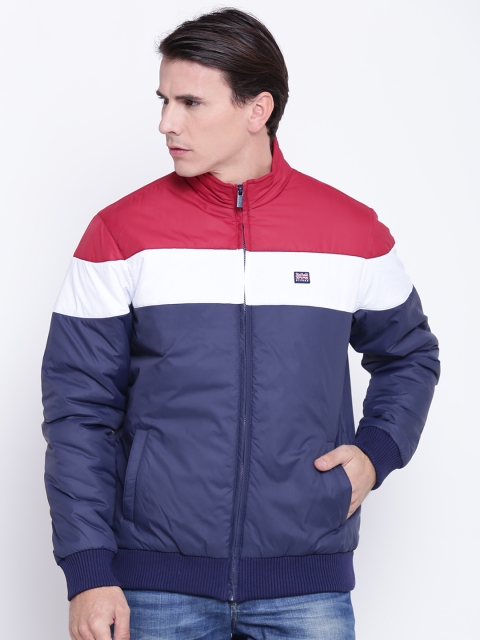 

BYFORD by Pantaloons Men Navy & Red Colourblocked Bomber Jacket, Navy blue