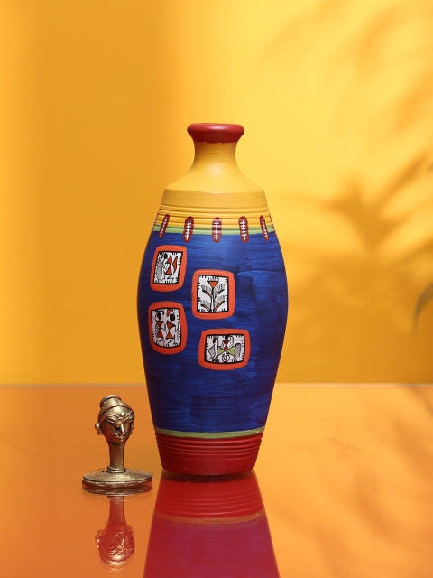 

ExclusiveLane Blue & Red Terracotta Handpainted Vase