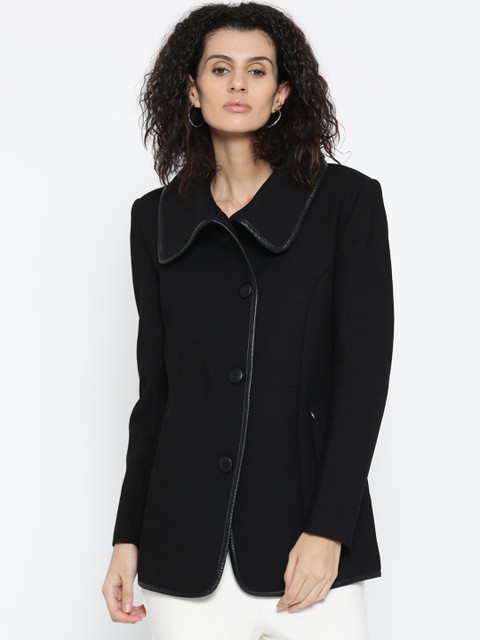 

Fort Collins Black Self-Design Coat