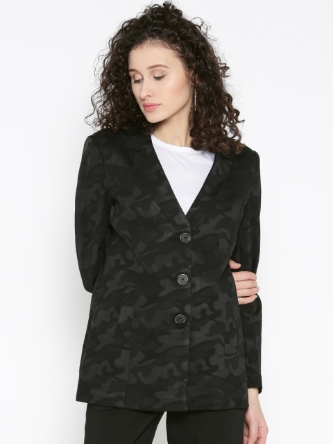

Fort Collins Black Self-Design Single-Breasted Casual Blazer