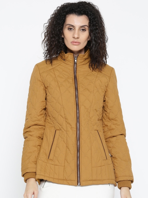 

Fort Collins Women Mustard Yellow Solid Parka Jacket with Detachable Hood