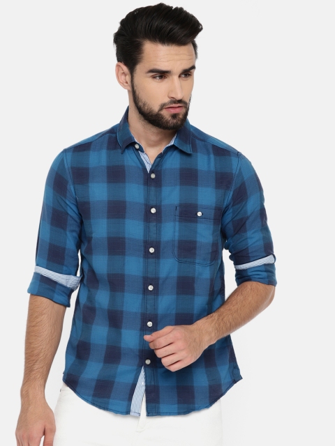 

Harvard Men Blue Regular Fit Checked Casual Shirt