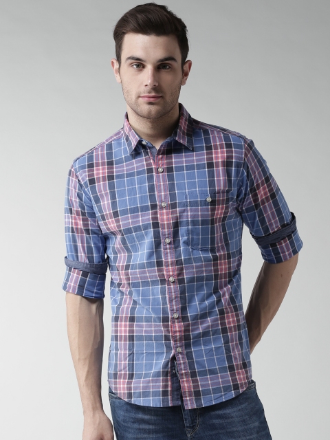 

Harvard Men Blue & Pink Checked Casual Shirt