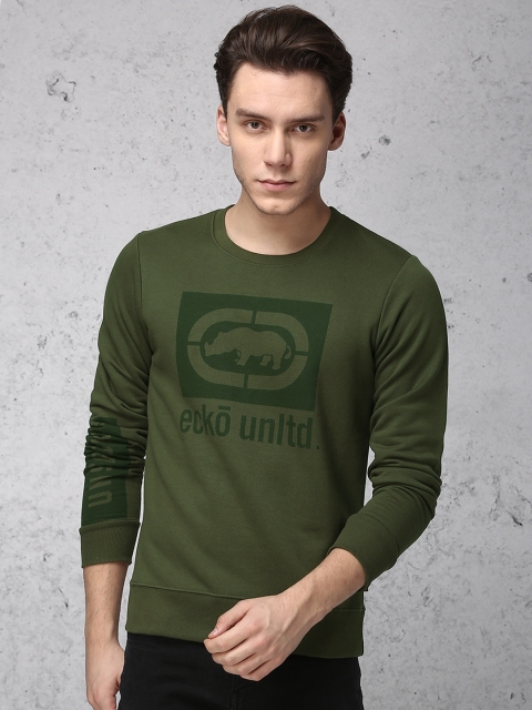 

Ecko Unltd Men Olive Green Printed Sweatshirt