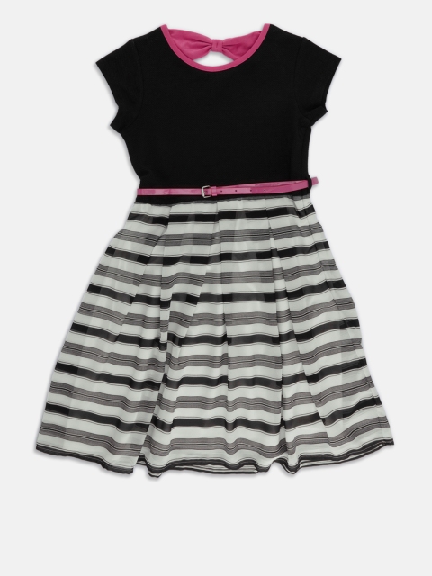 

POPPERS by Pantaloons Girls Black & White Striped A-Line Dress