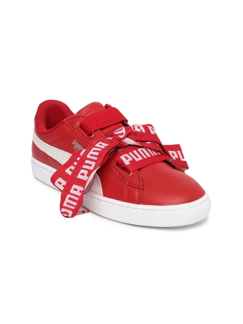 

Puma Women Red Basket Heart DE Leather Sneakers