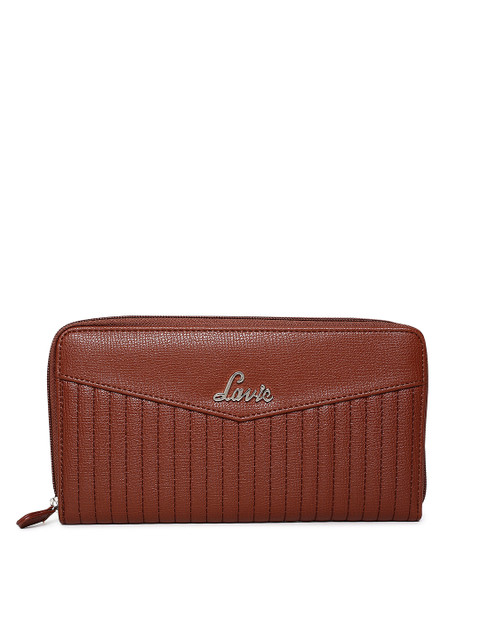

Lavie Women Brown Solid Zip Around Wallet