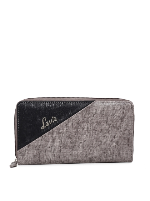 

Lavie Women Grey & Black Colourblocked Zip Around Wallet