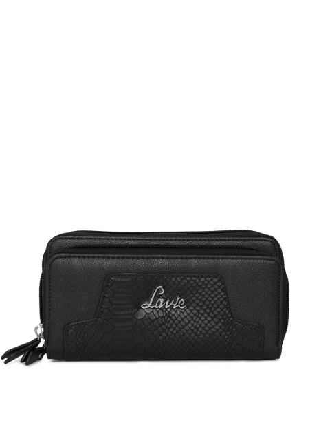 

Lavie Women Black Textured Zip Around Wallet