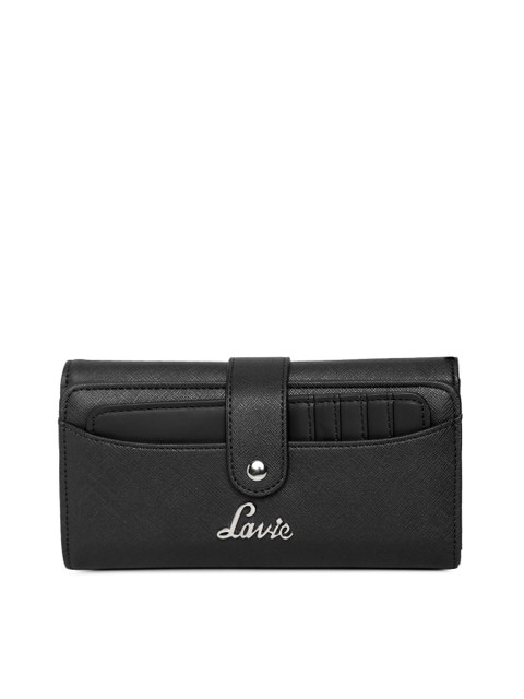 

Lavie Women Black Solid Three Fold Wallet