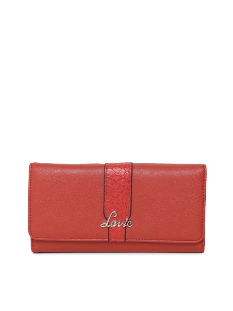 

Lavie Women Red Textured Three Fold Wallet