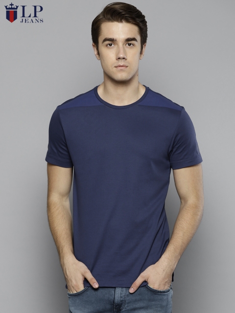 

Louis Philippe Jeans Men Blue Solid Round Neck T-shirt