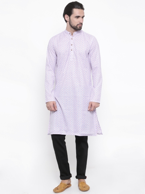 

PIVOTO Men Lavender Woven Design Straight Kurta