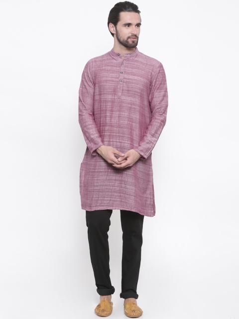 

PIVOTO Men Purple Woven Design Straight Kurta