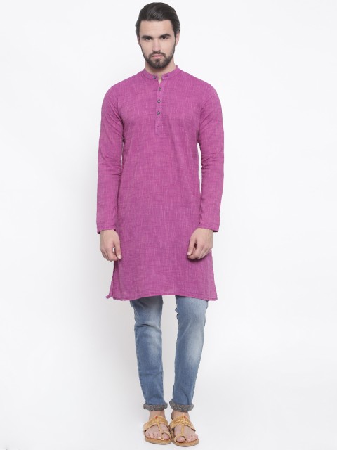 

PIVOTO Men Pink Woven Design Straight Kurta