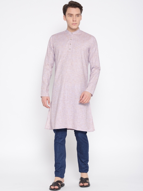 

PIVOTO Men Dusty Pink Flecked Effect Straight Kurta