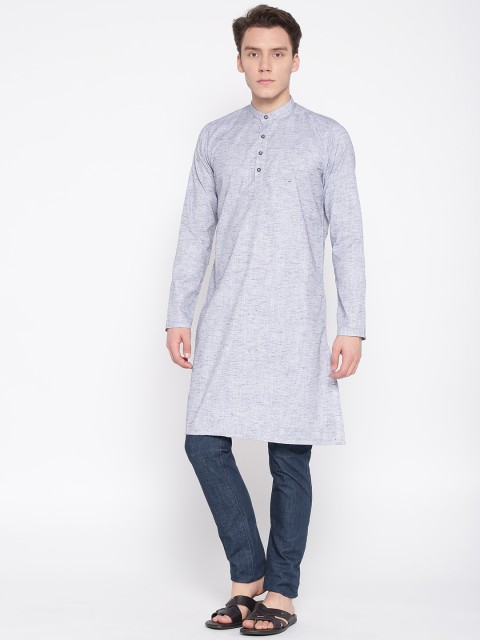 

PIVOTO Men Blue Flecked Effect Straight Kurta