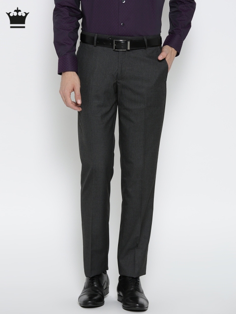 

Louis Philippe Men Charcoal Grey Ultra Fit Solid Formal Trousers