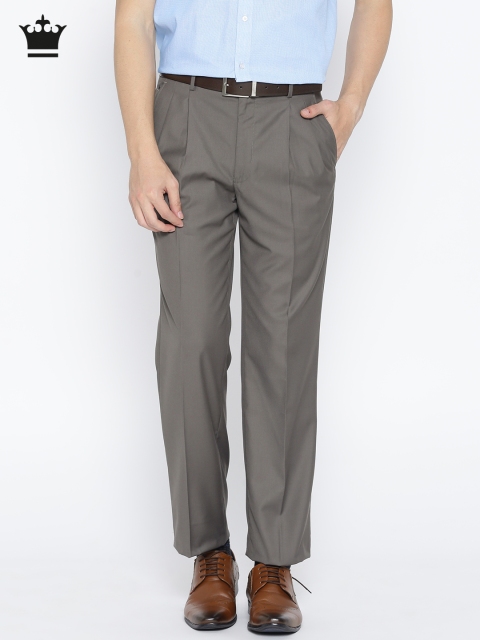 

Louis Philippe Men Grey Classic Fit Solid Formal Trousers