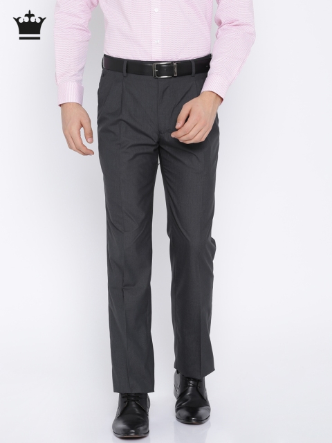 

Louis Philippe Men Grey Classic Straight Fit Self Design Formal Trousers