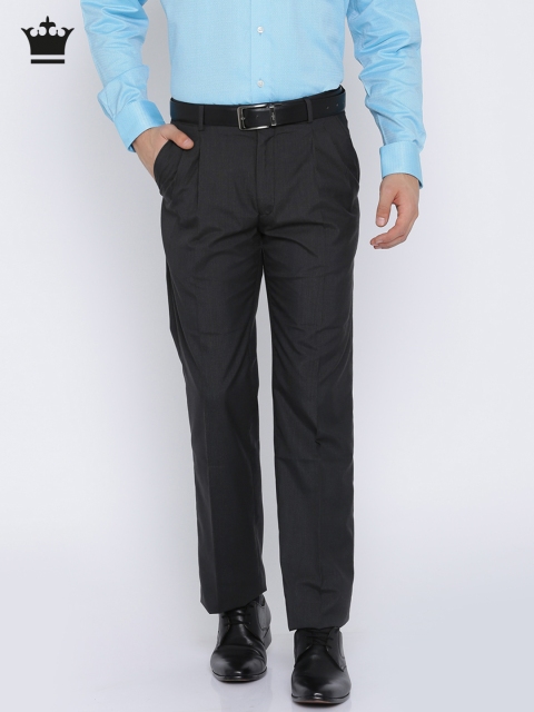 

Louis Philippe Men Grey Classic Straight Fit Self Design Formal Trousers