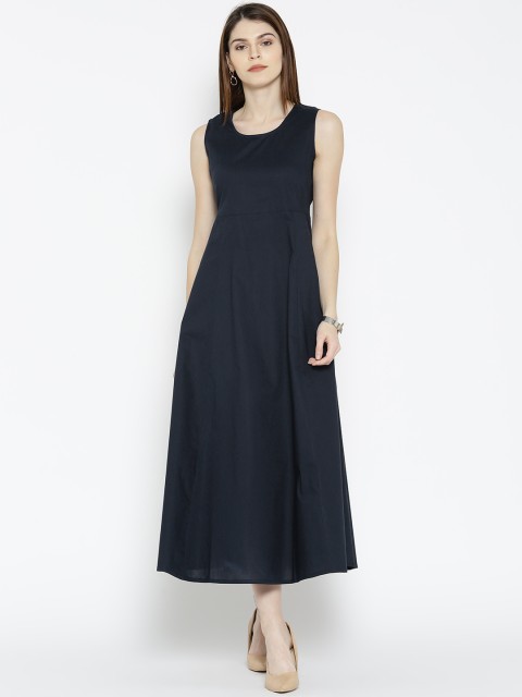 

Ayaany Women Navy Solid Maxi Dress, Navy blue
