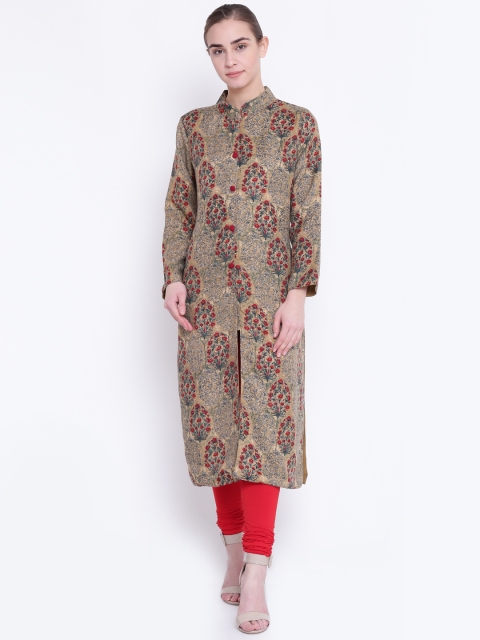 

Shree Women Beige & Red Printed Ethnic Jacket