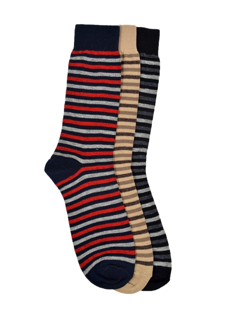 

MARC Women Pack of 3 Striped Above Ankle-Length Socks, Navy blue