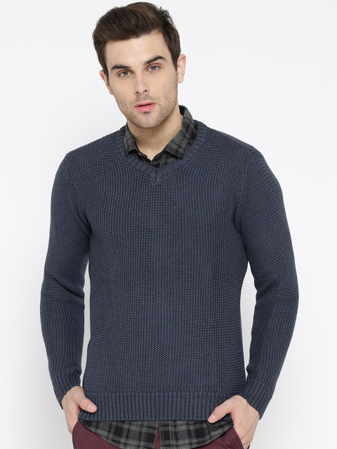 

Solly Jeans Co. Men Navy Blue Self-Design Sweater